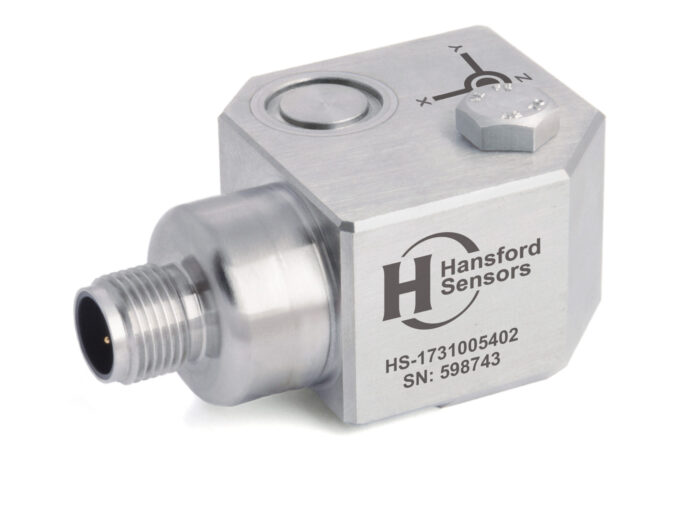 HS-173 - Side Exit - 4 Pin M12 Triaxial Accelerometer - Hansford Sensors