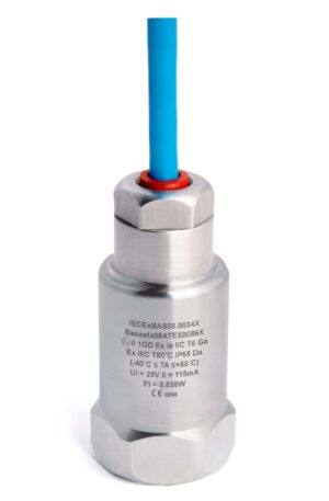 HS-421I - Top Exit - Integral PUR Cable Dual Output Intrinsically Safe Accelerometer