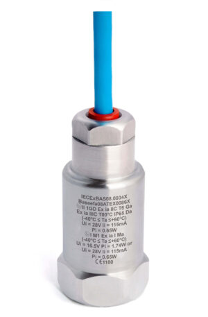 HS-422I/M - Top Exit - Integral PUR Cable Intrinsically Safe Accelerometer
